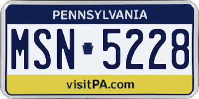 PA license plate MSN5228