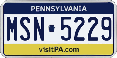 PA license plate MSN5229
