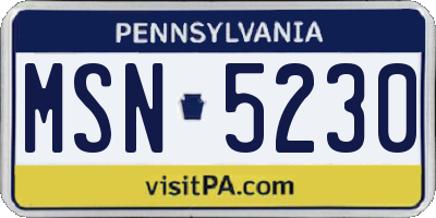 PA license plate MSN5230