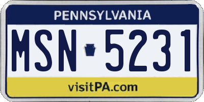 PA license plate MSN5231