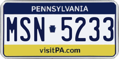 PA license plate MSN5233