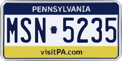 PA license plate MSN5235