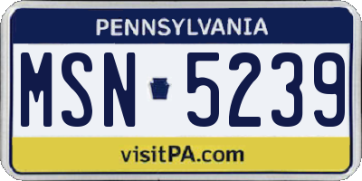 PA license plate MSN5239