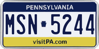 PA license plate MSN5244