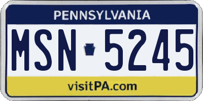 PA license plate MSN5245