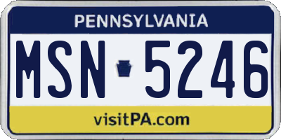 PA license plate MSN5246