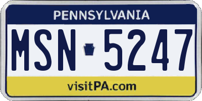 PA license plate MSN5247