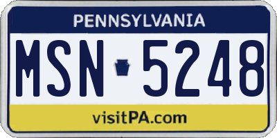 PA license plate MSN5248