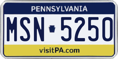 PA license plate MSN5250