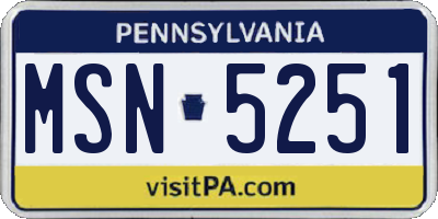 PA license plate MSN5251