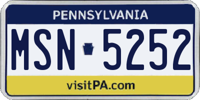 PA license plate MSN5252