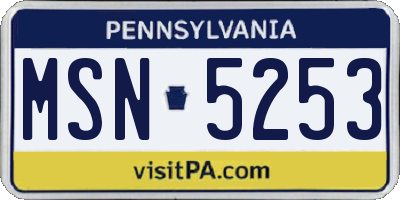 PA license plate MSN5253