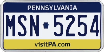 PA license plate MSN5254