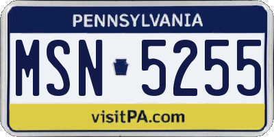 PA license plate MSN5255