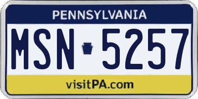 PA license plate MSN5257