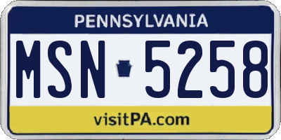 PA license plate MSN5258