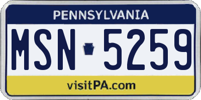 PA license plate MSN5259
