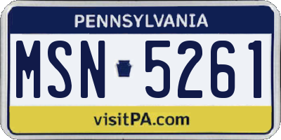 PA license plate MSN5261