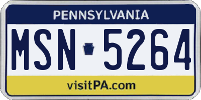 PA license plate MSN5264