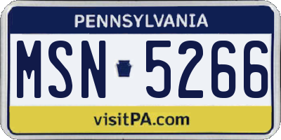 PA license plate MSN5266