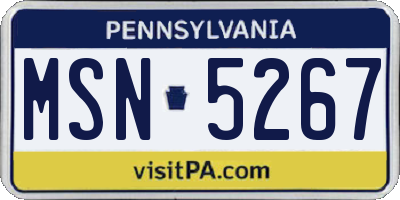 PA license plate MSN5267