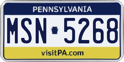 PA license plate MSN5268