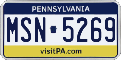 PA license plate MSN5269
