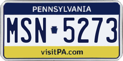 PA license plate MSN5273