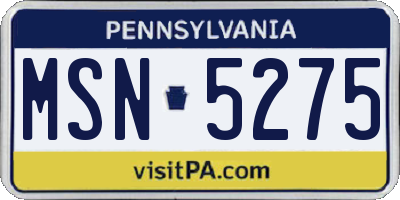 PA license plate MSN5275