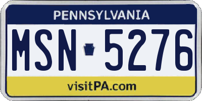 PA license plate MSN5276