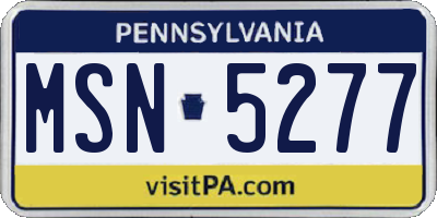 PA license plate MSN5277