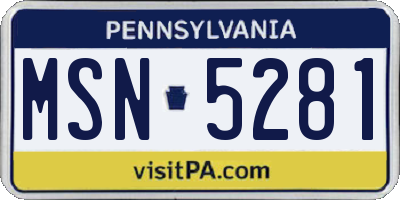 PA license plate MSN5281