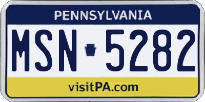 PA license plate MSN5282