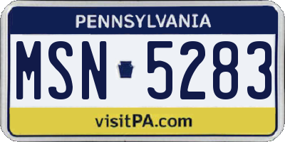 PA license plate MSN5283