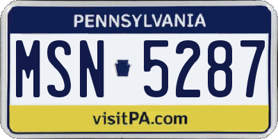 PA license plate MSN5287