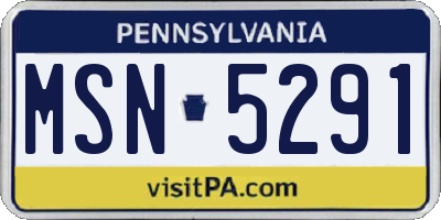 PA license plate MSN5291