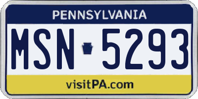 PA license plate MSN5293