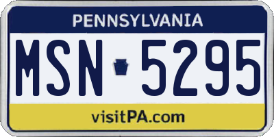 PA license plate MSN5295