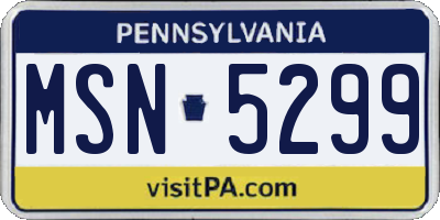 PA license plate MSN5299