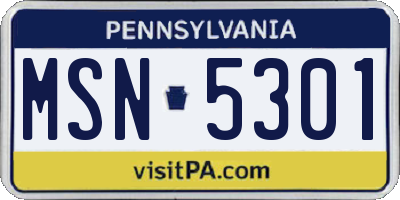 PA license plate MSN5301