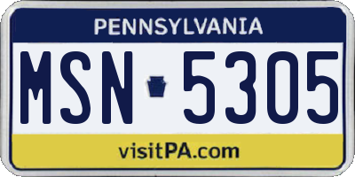 PA license plate MSN5305