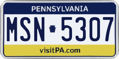 PA license plate MSN5307