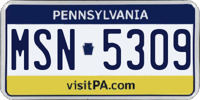 PA license plate MSN5309