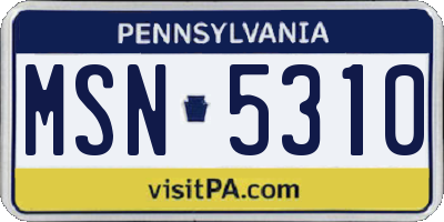 PA license plate MSN5310