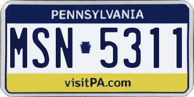 PA license plate MSN5311