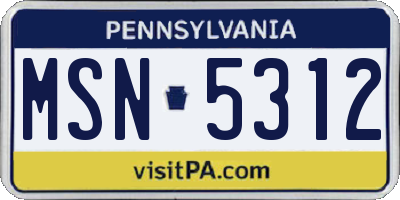 PA license plate MSN5312