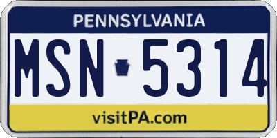 PA license plate MSN5314