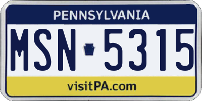 PA license plate MSN5315