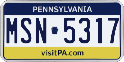PA license plate MSN5317