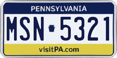 PA license plate MSN5321
